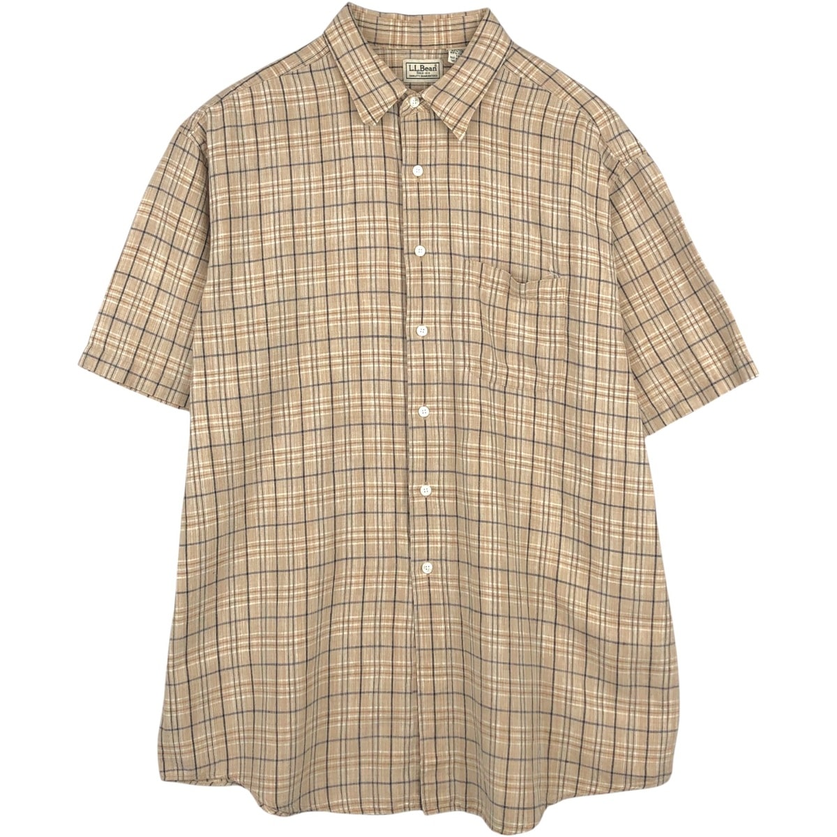 古着 90~00年代 エルエルビーン L.L.Bean チェック柄 半袖 コットン×リネンシャツ メンズL相当 ヴィンテージ/eaa655923