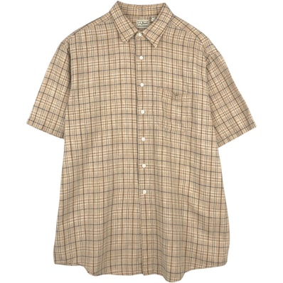 古着 90~00年代 エルエルビーン L.L.Bean チェック柄 半袖 コットン×リネンシャツ メンズL相当 ヴィンテージ/eaa655923