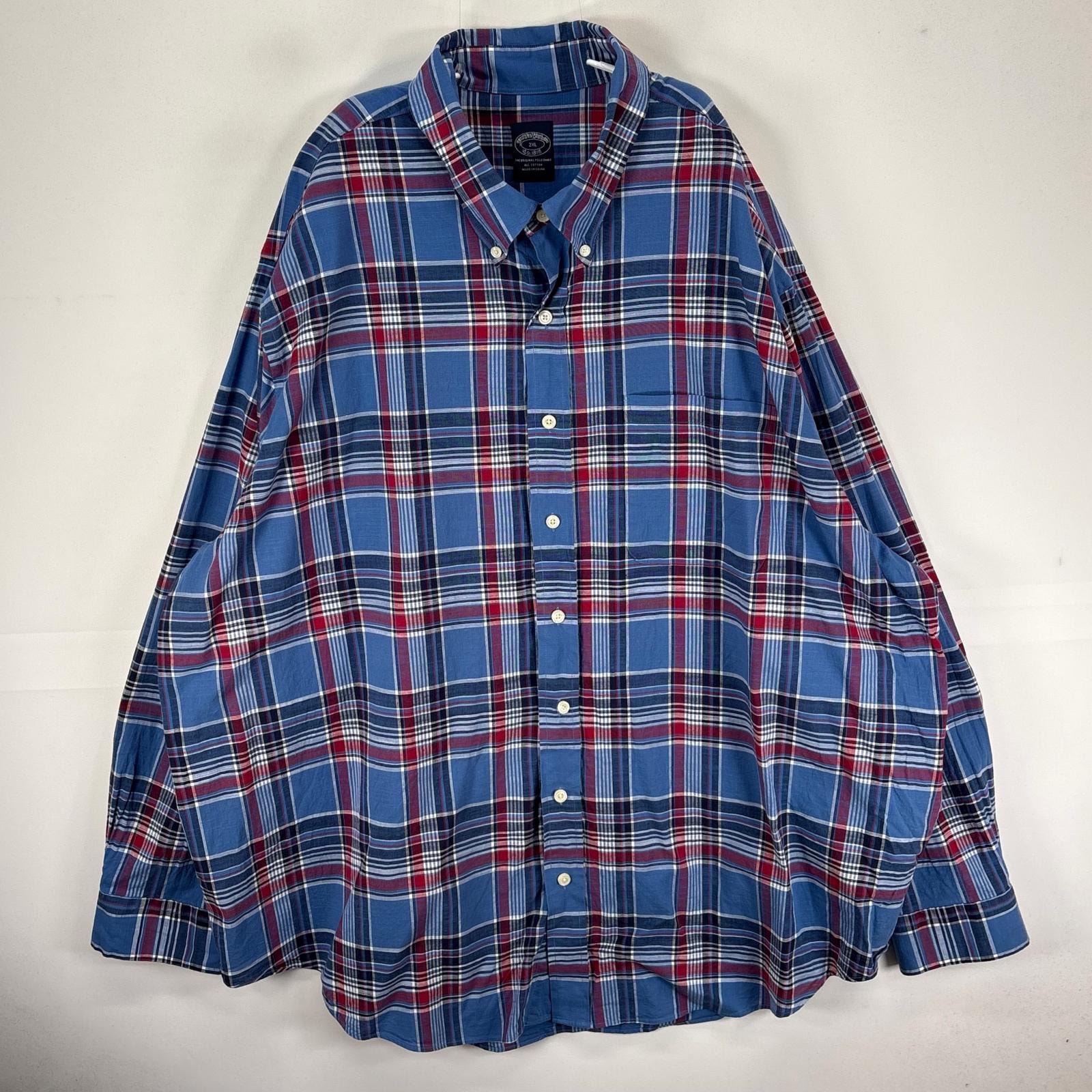 古着 ブルックスブラザーズ Brooks Brothers 長袖シャツ ボタンダウン 胸ポケット 2XL  ブルー系 チェック メンズ