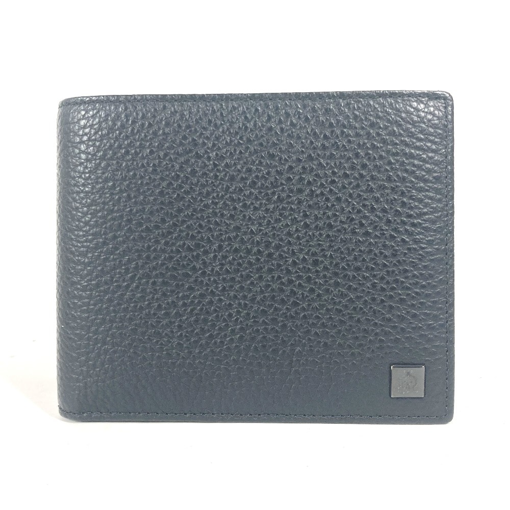 ダンヒル Dunhill ロゴ コンパクトウォレット 2つ折り財布 レザー ブラック 未使用