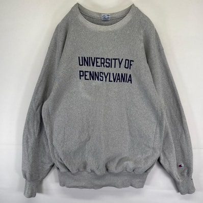 古着 90's/90年代 チャンピオン Champion スウェット トレーナー リバースウィーブ 二段プリント 大きいサイズ 2XL グレー系 メンズ