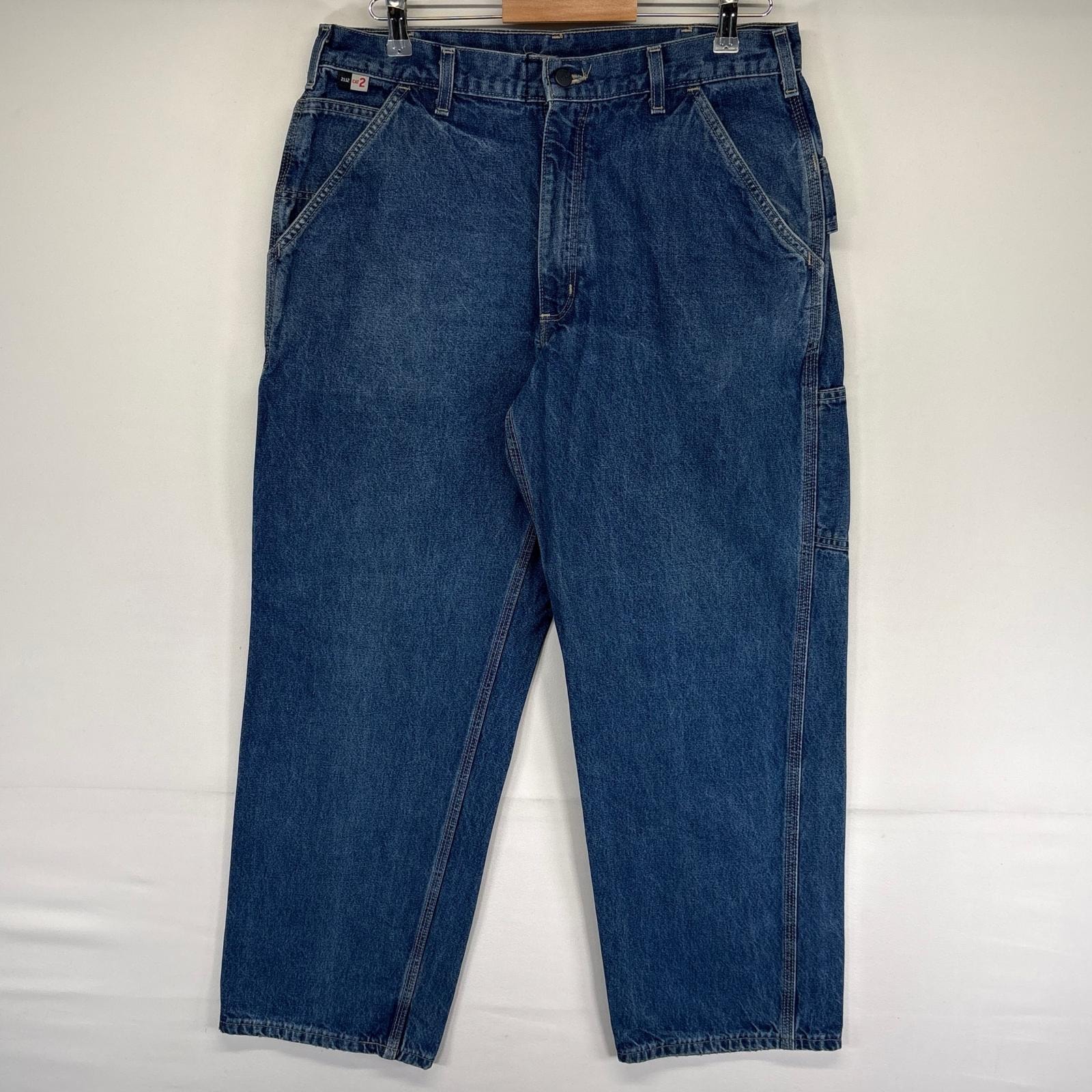 古着 カーハート Carhartt デニム パンツ ツールポケット ワンポイントロゴ ワーク ジッパーフライ w35 L30  ブルー系 メンズ