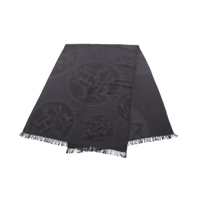 エルメス HERMES ニューリブリス ストール 衣料品 シルク カシミヤ シルク レディース ブラック系 【中古】