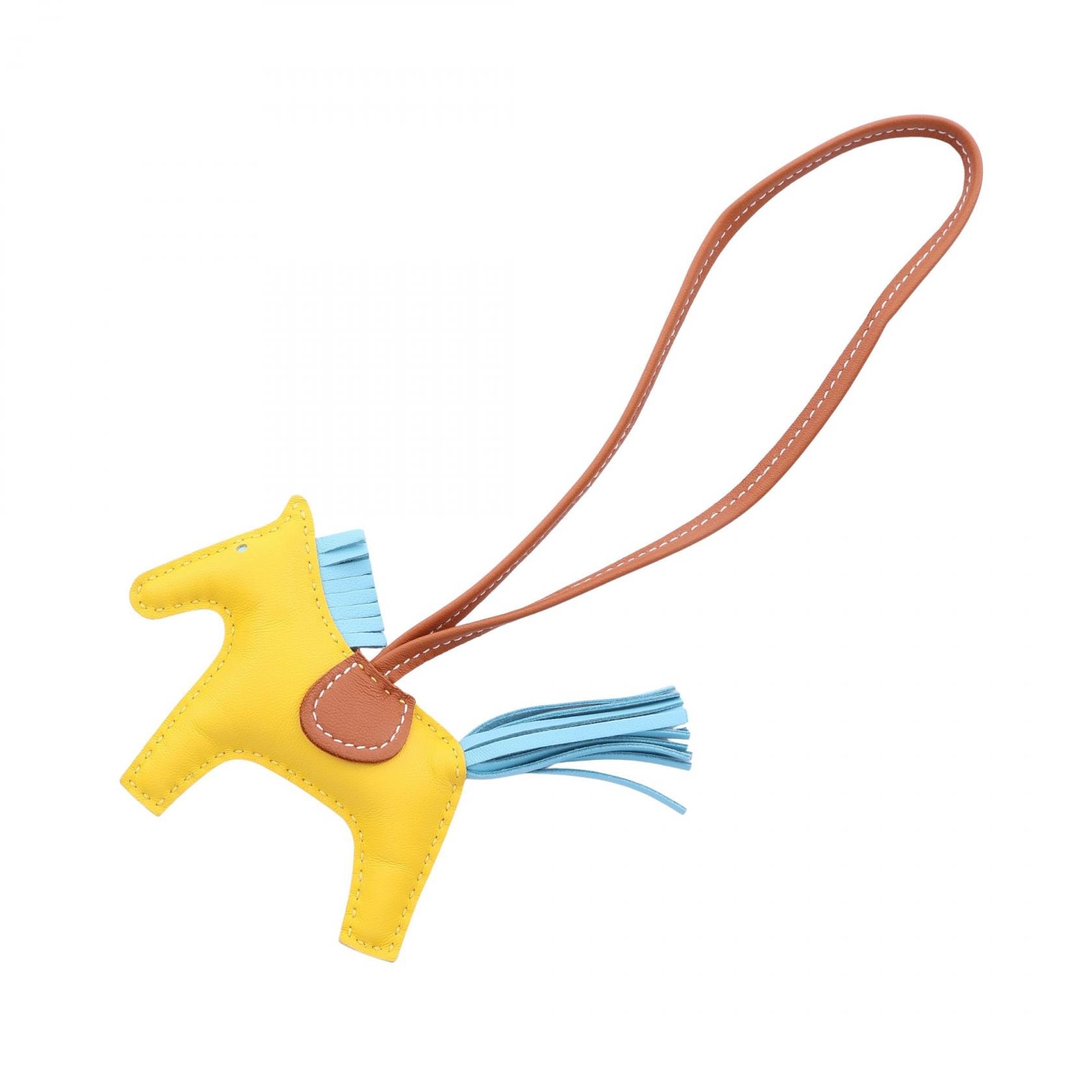 エルメス HERMES ロデオPM ジョーヌナプル セレステ ゴールド チャーム アクセサリー レザー アニョーミロ ジョーヌナプル D刻印(2019年製造) レディース イエロー系 / ブルー系 / ブラウン系 064929CA 【中古】