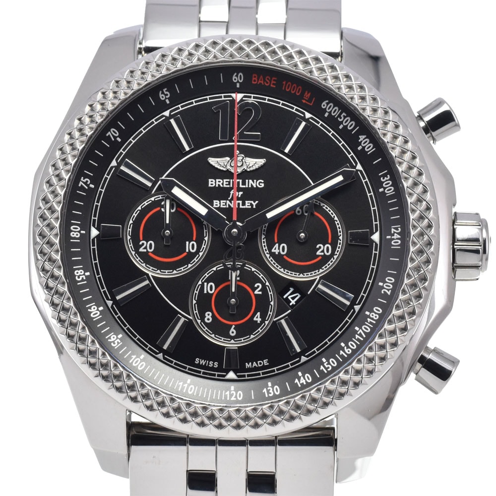 ブライトリング BREITLING A41390 ベントレー バーナート クロノグラフ ブラック 自動巻き メンズ 美品 箱・保証書付き 腕時計 K#147986