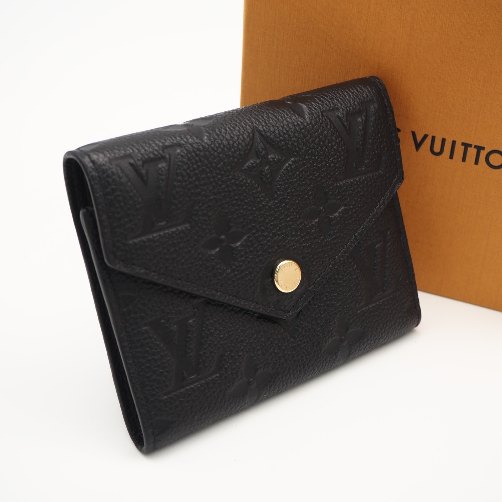 極美品 LOUIS VUITTON ルイ・ヴィトン モノグラム アンプラント ポルトフォイユヴィクトリーヌ ノワール M64060 三つ折り財布 ブラック カーフレザー レディース