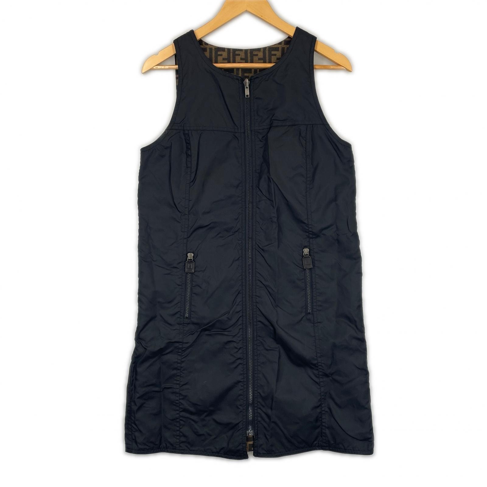 美品 FENDI フェンディ ズッカ リバーシブル 春夏 SS ワンピース ナイロン ブラウン レディース【古着】【中古】