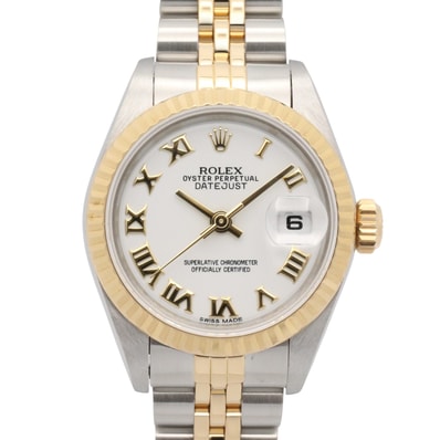 ロレックス ROLEX デイトジャスト 96番 腕時計 時計 K18(イエローゴールド) ステンレススチール レディース ホワイト系 ローマ 69173 【中古】