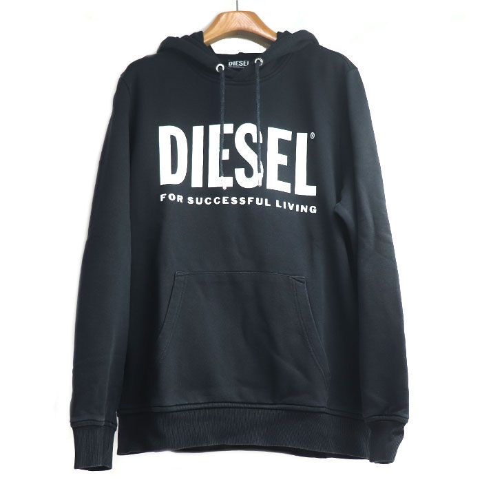 DIESEL ディーゼル スウェット ロゴ パーカー ブラック M メンズ【中古】