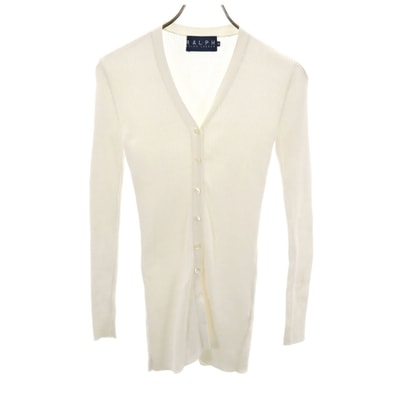 RALPH RALPH LAUREN ラルフラルフローレン 長袖 リブ ニットカーディガン M ホワイト