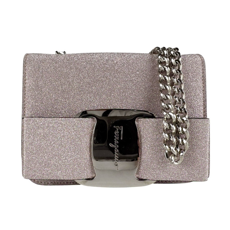 サルヴァトーレフェラガモ Salvatore Ferragamo ショルダーバッグ ヴァラリボン レザー メタリックピンク レディース【中古】 z10355