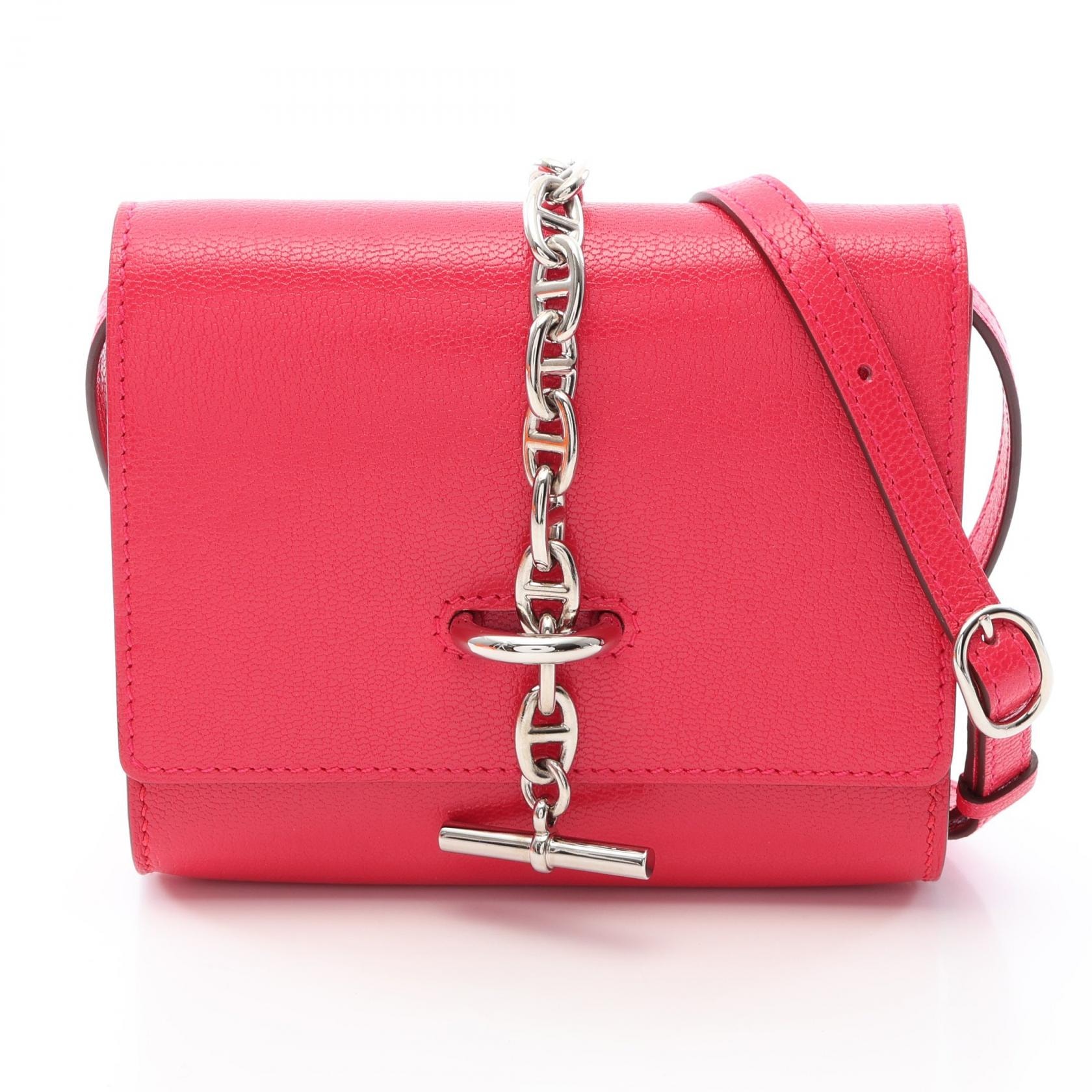 エルメス HERMES シェーヌダンクル トゥーゴー コンパクト ショルダーバッグ バッグ レザー シェーブル シェーブル ローズエクストリーム B刻印(2023年製造) レディース ピンク系 【中古】