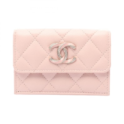 シャネル CHANEL マトラッセ 三つ折り財布 財布 キャビアスキン(グレインドカーフ) レディース ピンク系 【中古】
