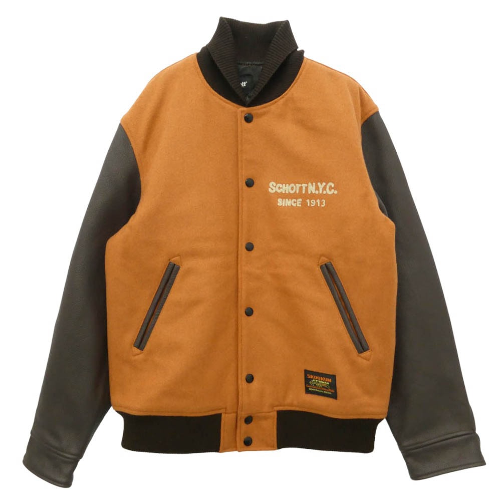 schott ショット SKOOKUM スクーカム 782-3252016 × SKOOKUM STUDIUM JACKET スクーカム スタジャン ジャケット オレンジ系 L【中古】