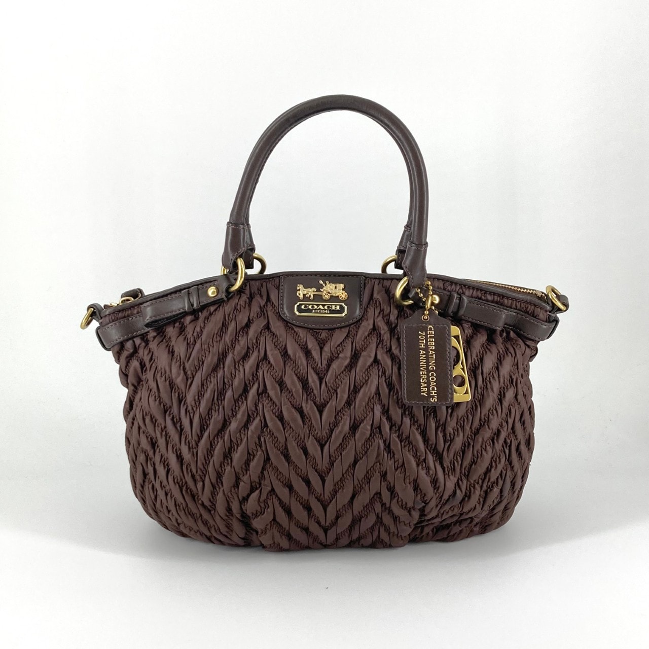COACH(コーチ) マディソンキルテッド シェブロン ソフィア サッチェル 2way 18637  トートバッグ ブラウン