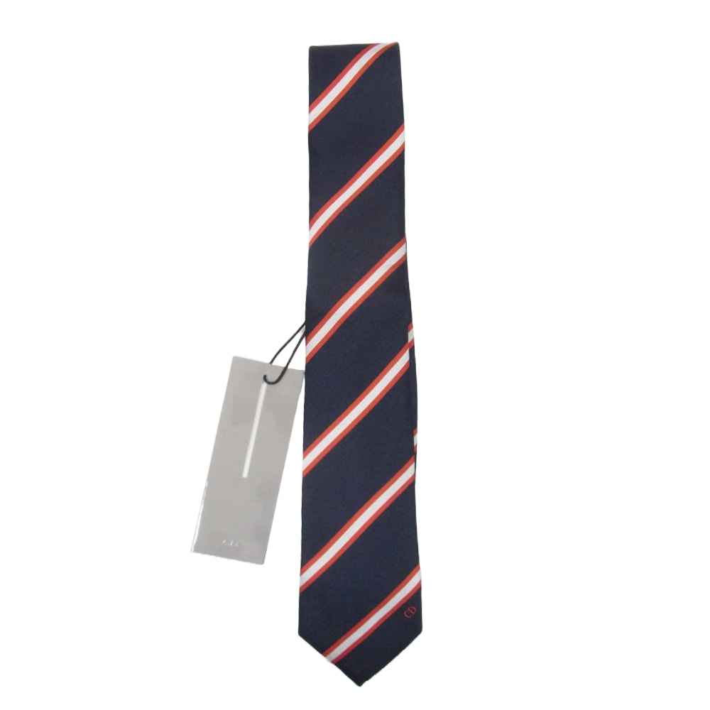 Dior ディオール ネクタイ シルク 100％ ストライプ ネクタイ ネイビー系【極上美品】【中古】