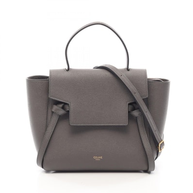 セリーヌ CELINE BELT BAG NANO ベルトバッグ ナノ 2WAY ハンドバッグ バッグ レザー レディース グレー系 【中古】