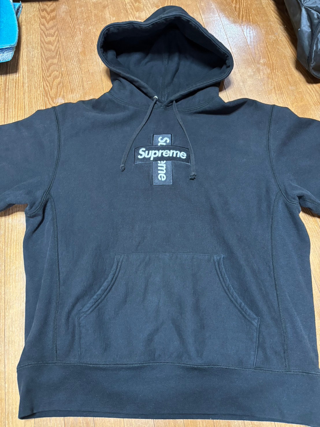 Supreme Cross Box Logo Hooded Sweatshirt "Black"