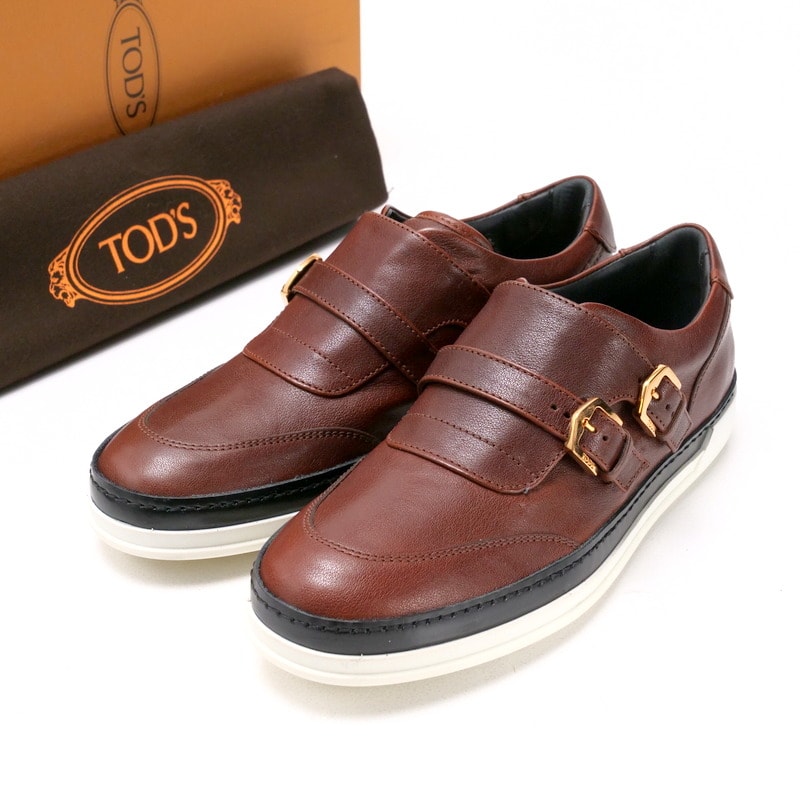 ■未使用品■TOD'S トッズ CASSETTA UVPANTOFOLA FIBBIE ZIK MARRONE SC スリッポン サイズ35 レザー スニーカー 靴 モンクストラップ ブラウン【おすすめ】 イタリア製 20241221/RA2586