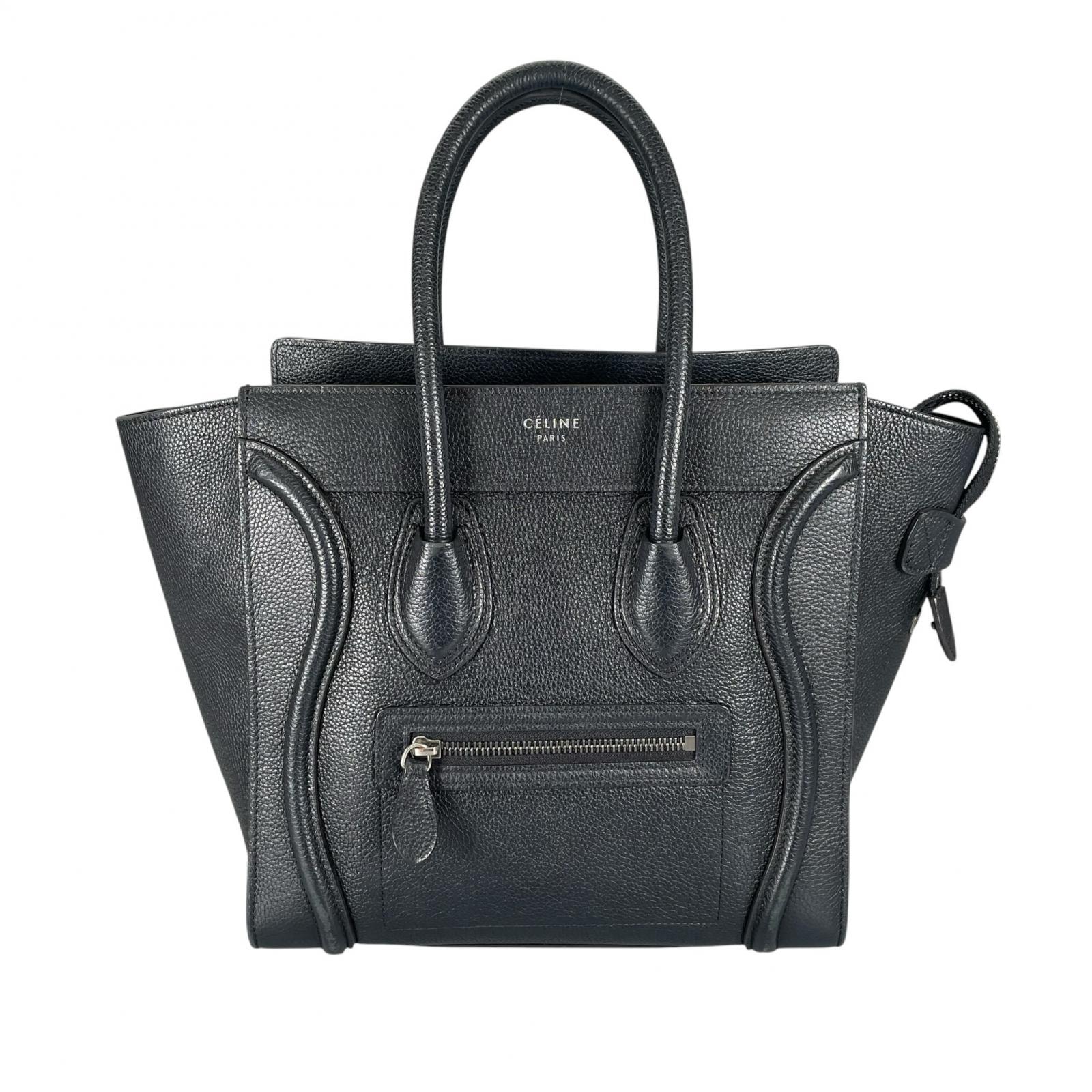 美品 CELINE セリーヌ ラゲージ マイクロショッパー S-AI-4168 ハンドバッグ レザー ブラック レディース【中古】