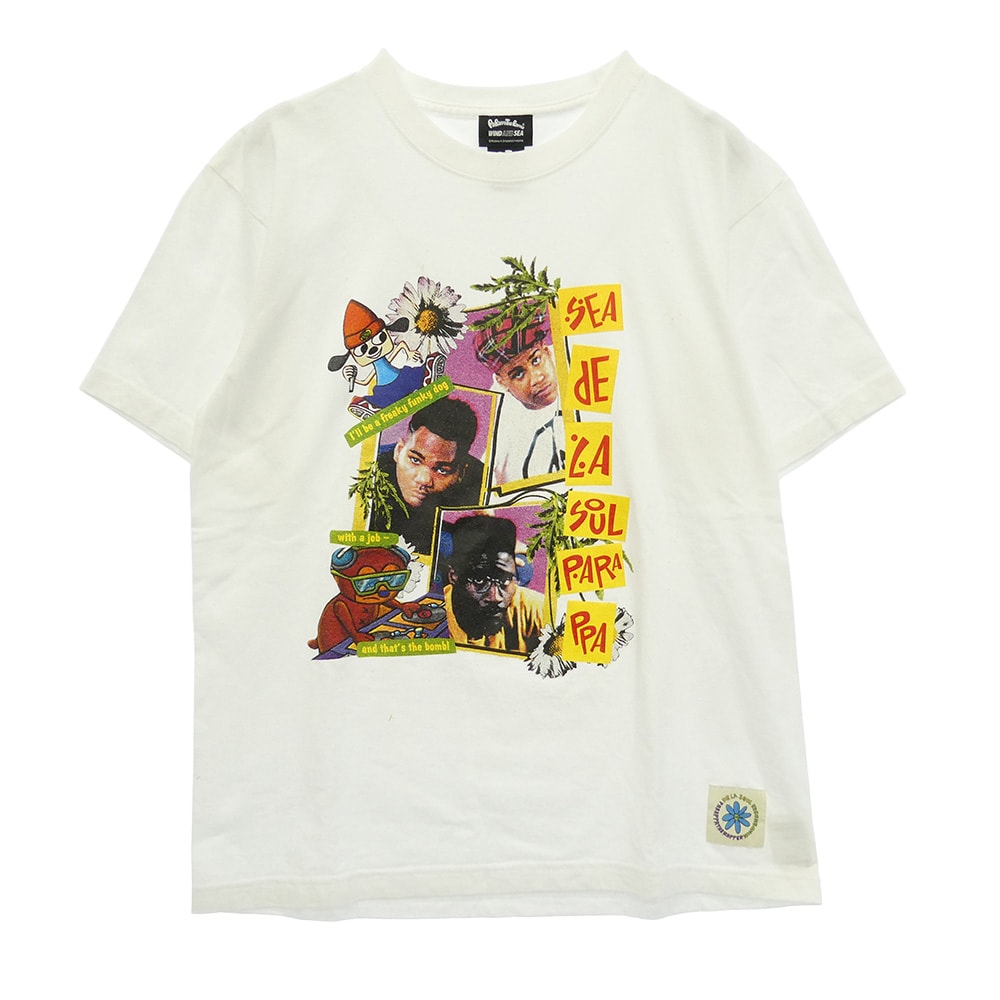 WIND AND SEA ウィンダンシー WDS-C-PRS-25-Q4-CS-07 × PARAPPA x DE LA SOUL パラッパラッパー デラソウル フロント フォトプリント Tシャツ 半袖カットソー ホワイト系 M【中古】