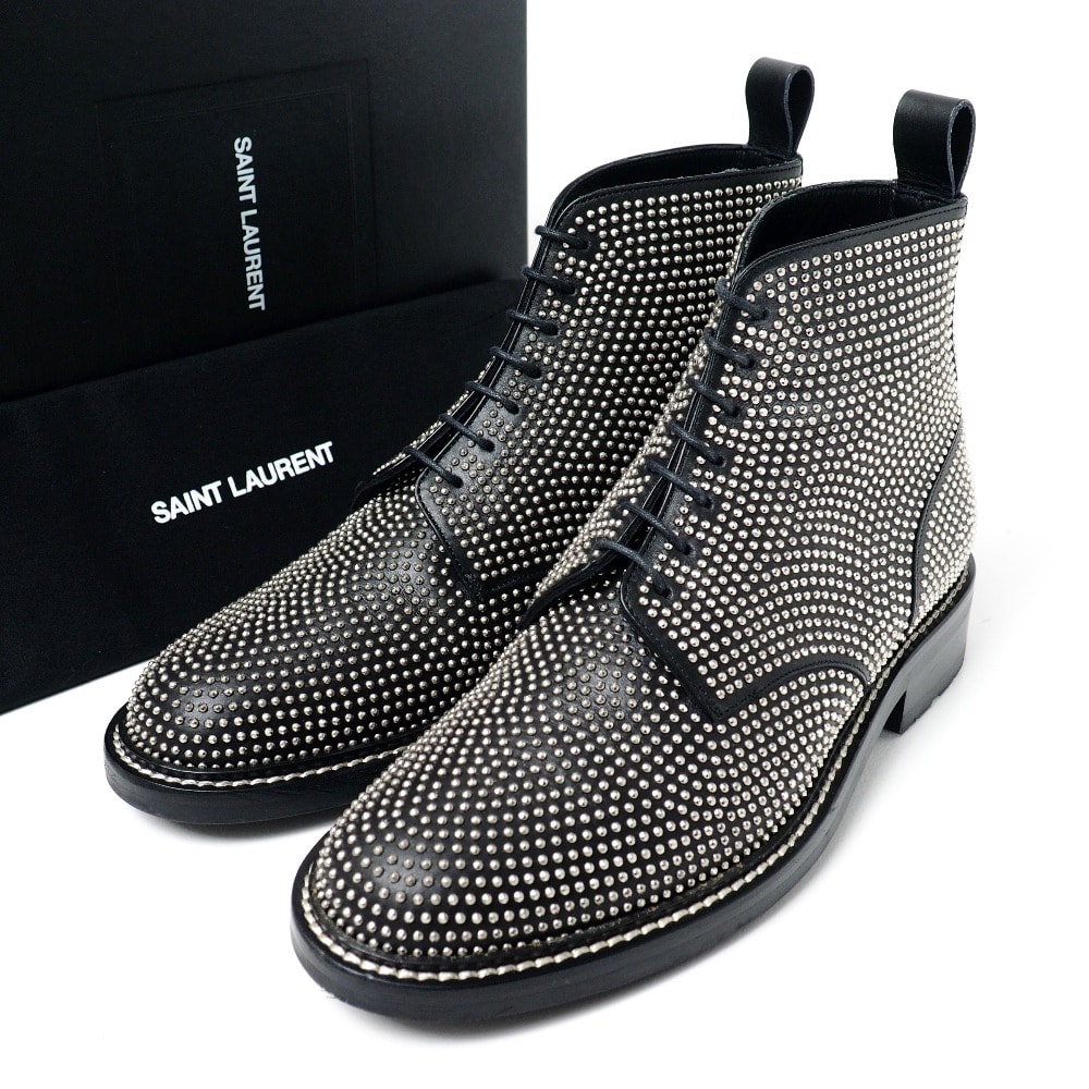 ■美品■SAINT LAURENT PARIS サンローランパリ ブーツ サイズ42 スタッズ 靴 イタリア製 ブランド古着【中古】20260401/RA8819