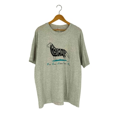 90-2000S USA製 袖シングル LABRADOR 犬 プリント クルーネックTシャツ【1142388928350】
