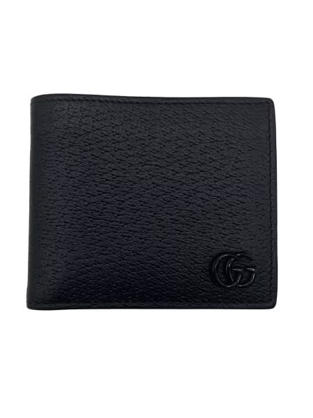 GUCCI Double G Leather Coin Wallet "Black"