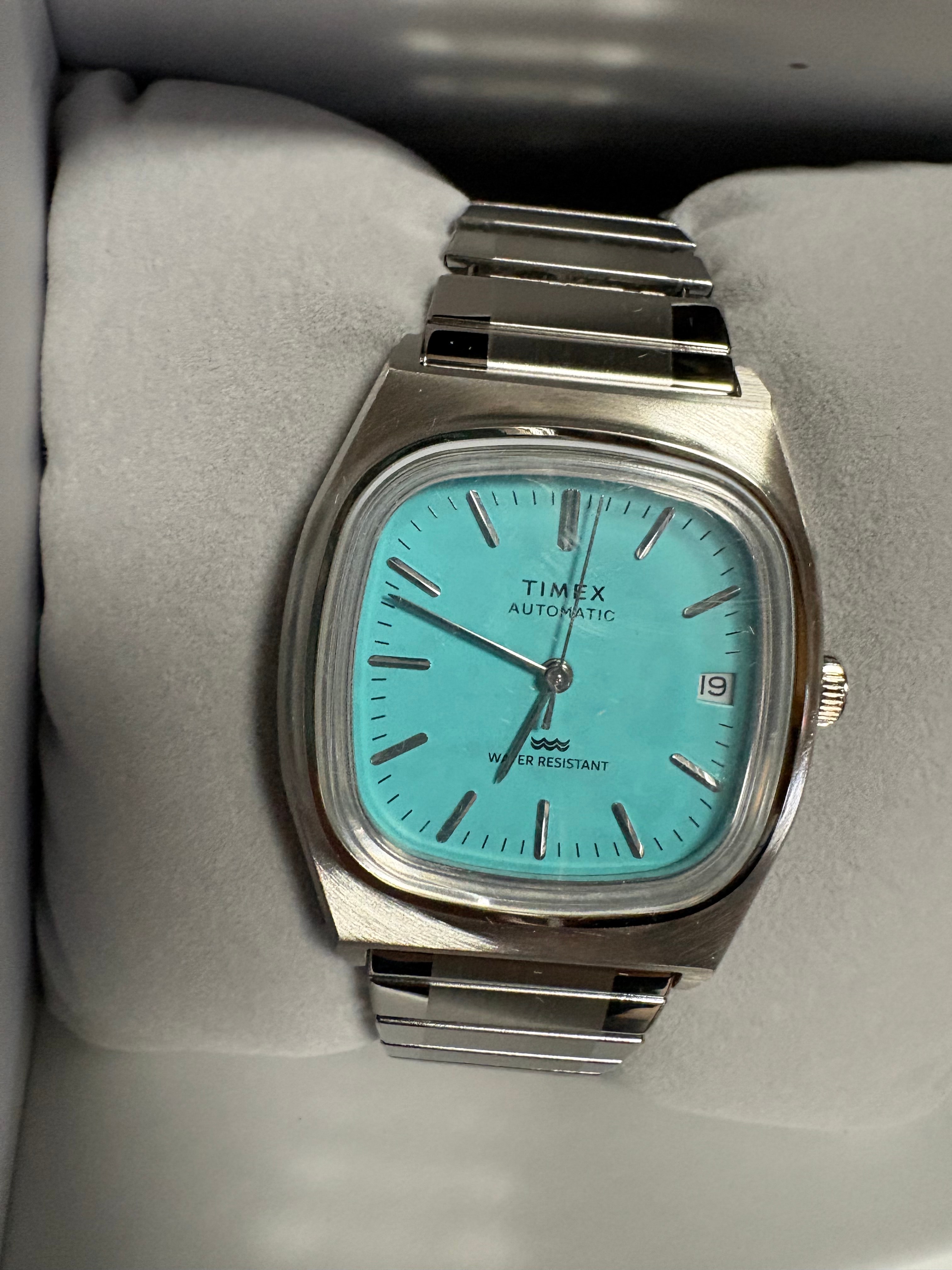 TIMEX REISSUE 1983 E-line "Silver/Tiffany Blue"
