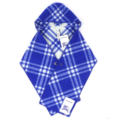 未使用 バーバリー マフラー チェック フーデッド スカーフ ホースシェイプピン