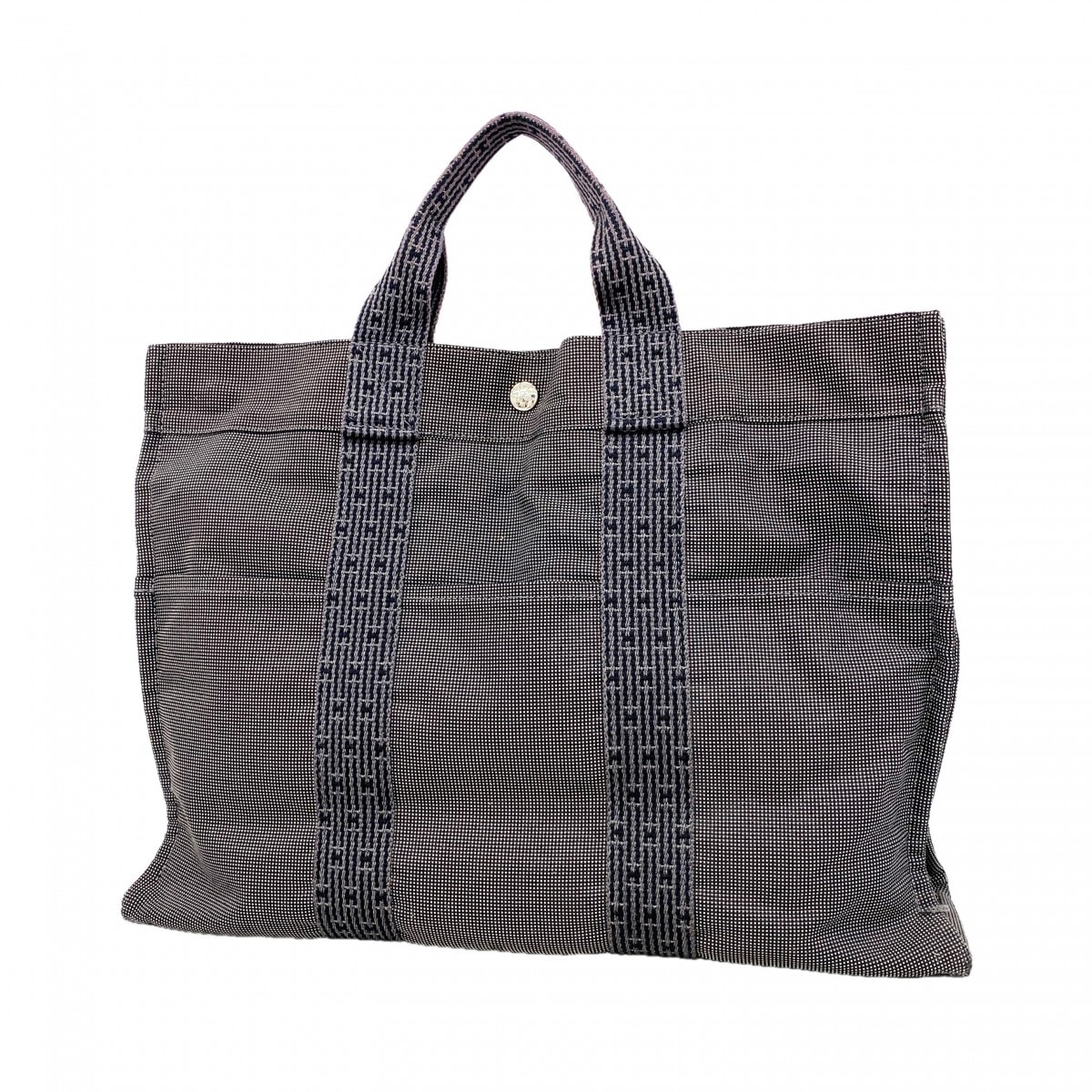 【6dc3447-k】エルメス トートバッグ エールラインMM キャンバス グレー シルバー金具【中古】メンズ レディース ユニセックス