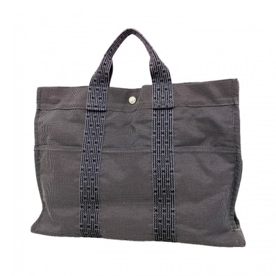 【6dc3447-k】エルメス トートバッグ エールラインMM キャンバス グレー シルバー金具【中古】メンズ レディース ユニセックス