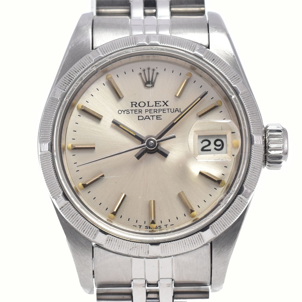 ロレックス ROLEX 69190 ヴィンテージ オイスターパーペチュアル デイト Cal.2135 シルバー 自動巻き レディース 良品 腕時計 L#148222