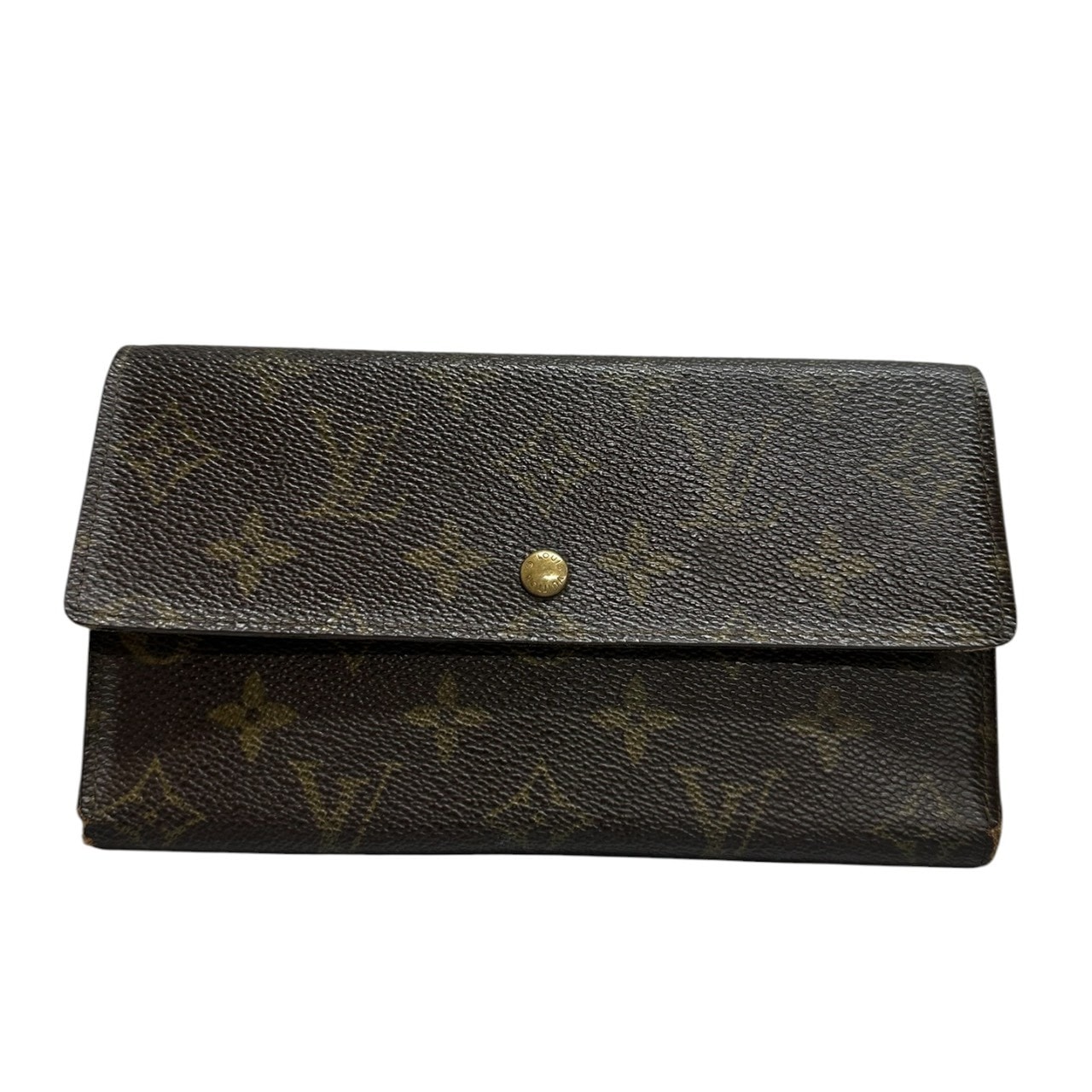 LOUIS VUITTON ルイヴィトン モノグラム ポルトトレゾール ブラウン ゴールド金具 PVC 三つ折り財布 S1-00130 【中古】