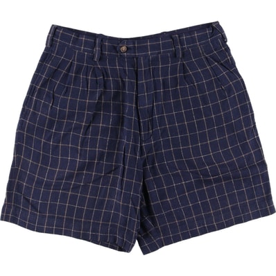 古着 90年代 ラルフローレン Ralph Lauren CHAPS チャップス チェック柄 ツータック シルク ショーツ ショートパンツ メンズw32相当 ヴィンテージ/eaa561581