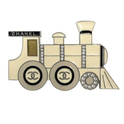 CHANEL シャネル ブローチ ココマーク ココトレイン アクセサリー 機関車モチーフ エナメル ラインストーン 07C レディース 約18.8g 2007年【中古品】