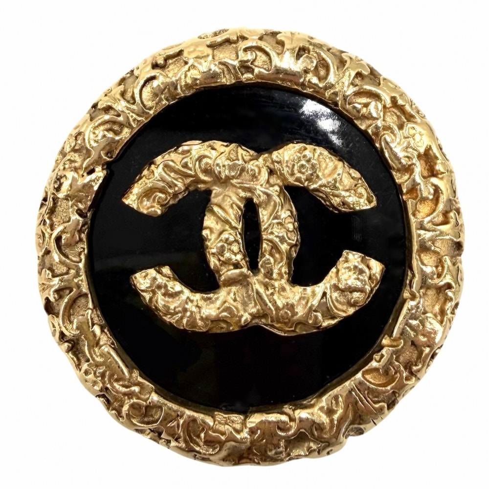 CHANEL シャネル ブローチ ココマーク 溶岩 マグマ アクセサリー ヴィンテージ GP    93A ゴールド ブラック 黒 レディース 約24.4g 1993年【中古品】