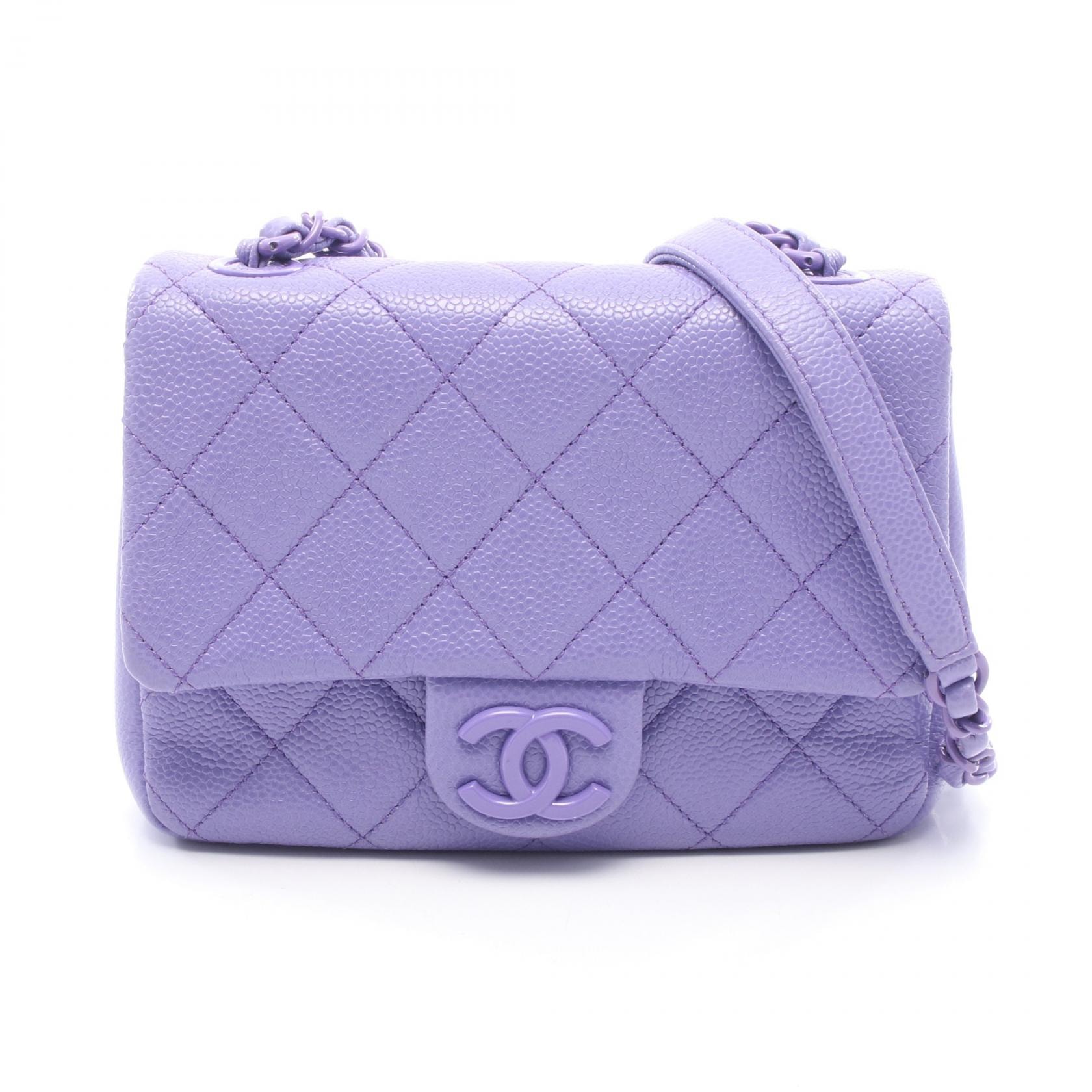 シャネル CHANEL ミニマトラッセ ショルダーバッグ バッグ キャビアスキン(グレインドカーフ) レディース パープル系 AS1784 【中古】