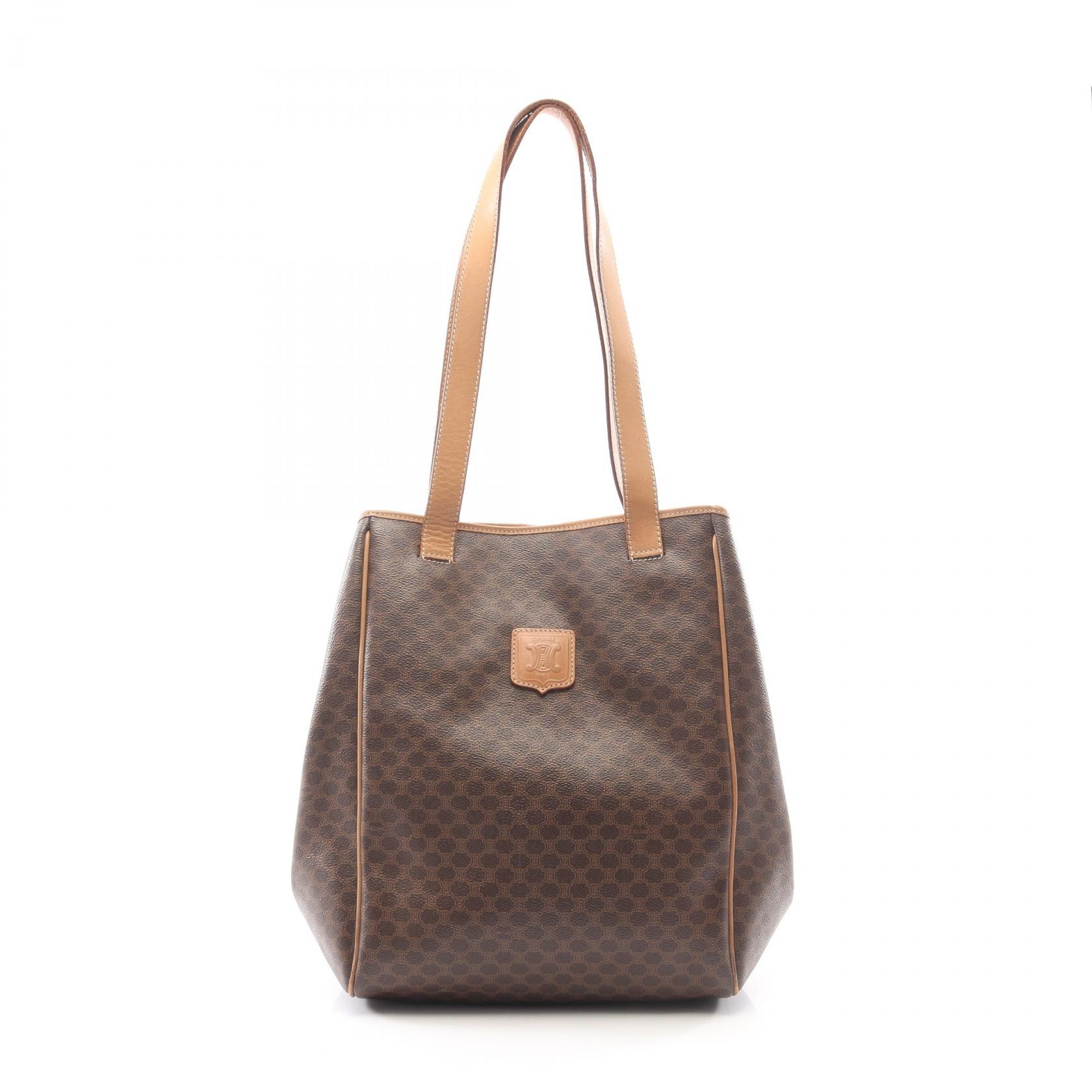 セリーヌ CELINE マカダム トートバッグ バッグ PVCコーティングキャンバス レザー レディース ブラウン系 / ベージュ系 【中古】