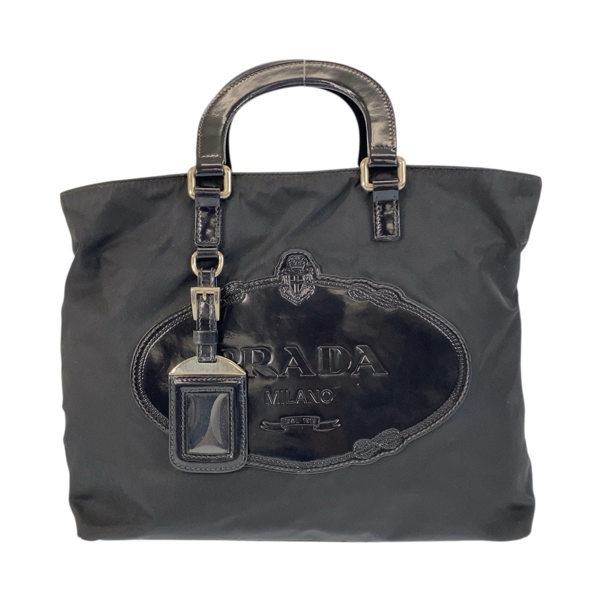 PRADA プラダ テスート ロゴ ブラック 黒 シルバー金具 ナイロン トートバッグ ハンドバッグ 505451 【中古】