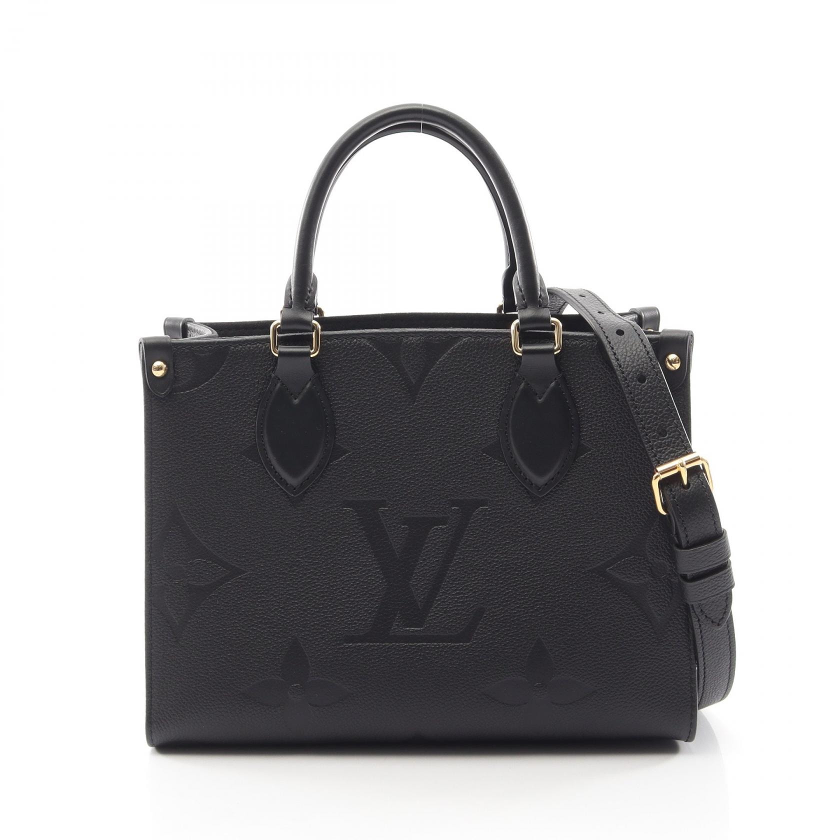 ルイ・ヴィトン LOUIS VUITTON オンザゴーPM 2WAY ハンドバッグ バッグ レザー モノグラム・アンプラント ノワール レディース ブラック系 M45653 【中古】