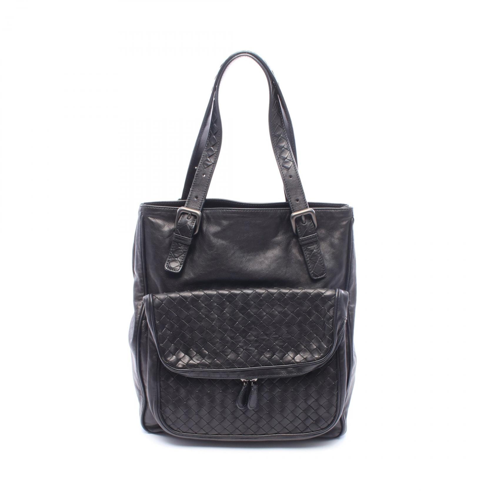 ボッテガヴェネタ BOTTEGA VENETA イントレチャート トートバッグ バッグ ラムスキン(羊革) レディース ブラック系 【中古】