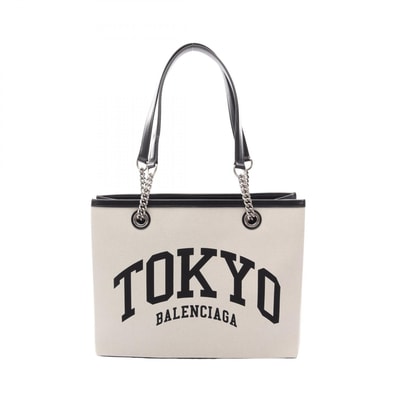 バレンシアガ BALENCIAGA DUTY FREE TOTE M トートバッグ バッグ キャンバス レザー レディース グレー系 / ブラック系 759973 【中古】