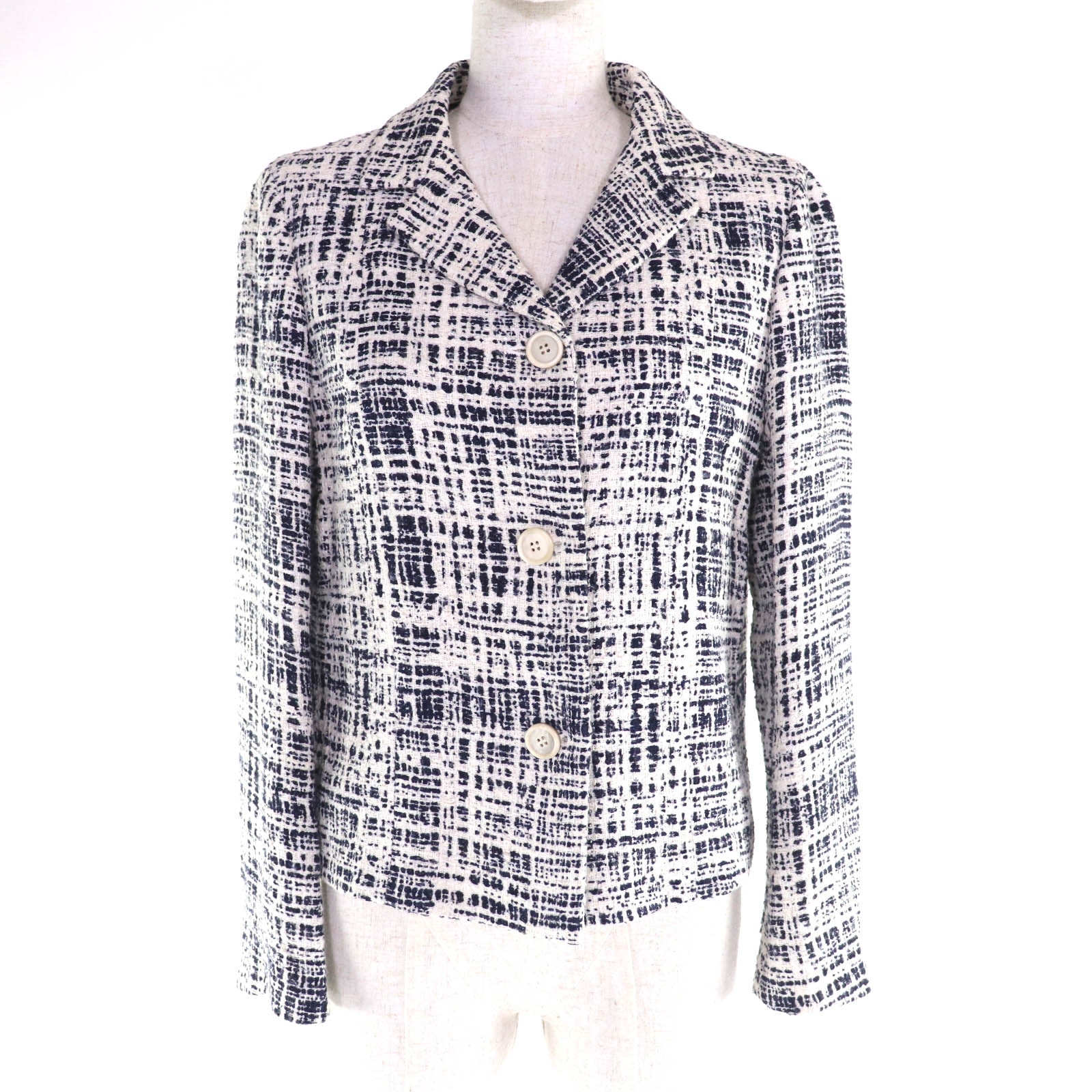 美品 プラダ ジャケット ホワイト ネイビー レディース 44