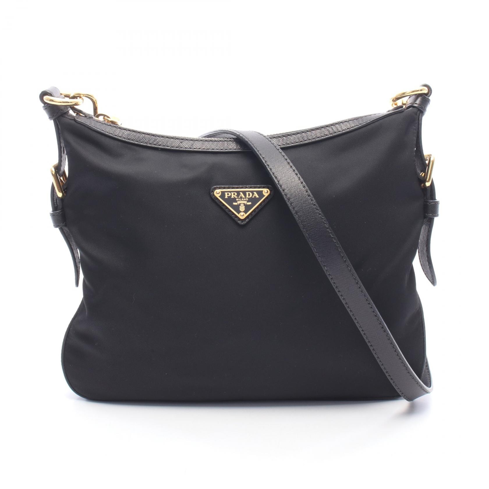 プラダ PRADA TESSUTO+SAFFIAN ショルダーバッグ バッグ ナイロン レザー レディース ブラック系 BT0706 【中古】