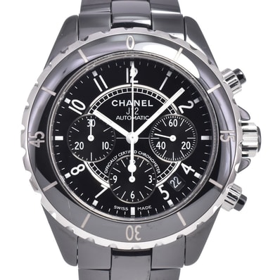 シャネル CHANEL H0940 J12 セラミック クロノグラフ ブラック 自動巻き メンズ 良品 腕時計 H#149188