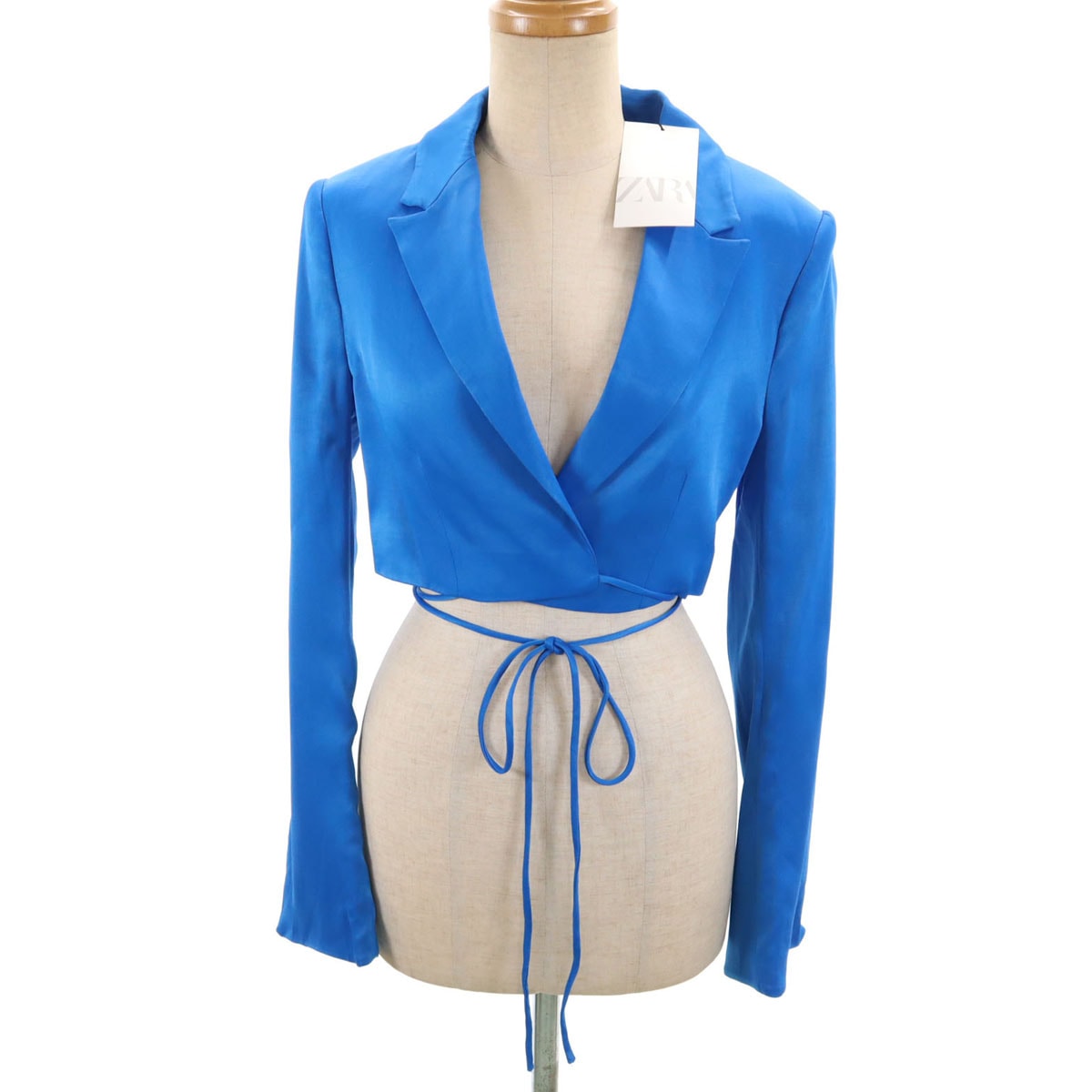 ZARA ザラ 未使用 サテン ショート丈 テーラードジャケット S ブルー