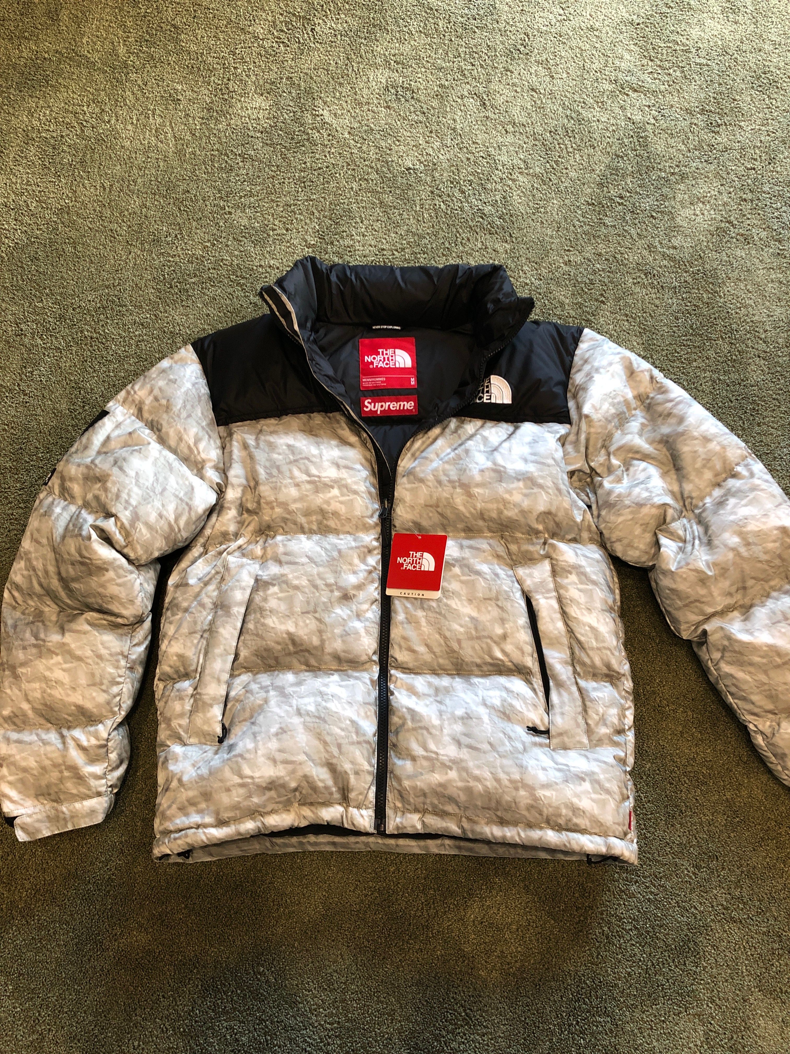 Supreme x The North Face Nuptse Jacket "White Paper Print"