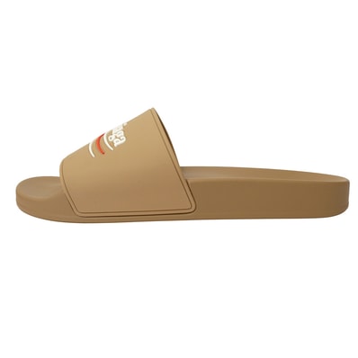 BALENCIAGA バレンシアガ サンダル 776818 W1S80 POOL POLITICAL LOGO ロゴ プール スライド サンダル ブラウン系 41【新古品】【未使用】【中古】