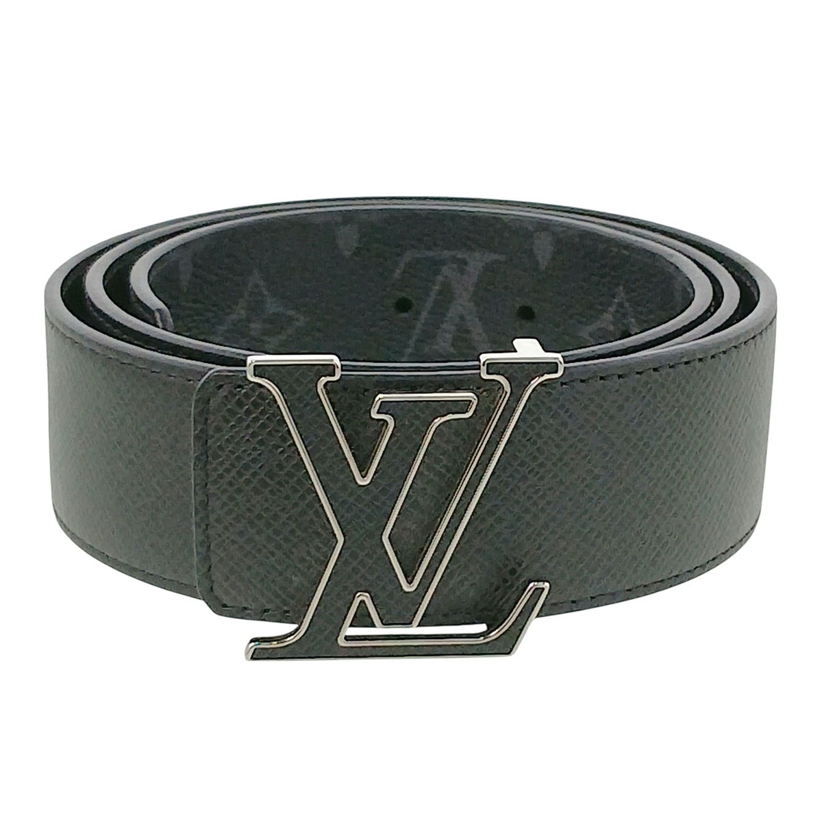 LOUIS VUITTON ルイ・ヴィトン サンチュール LV イニシャル 40MM リバーシブル ベルト M0157 モノグラム ブラック グレー  メンズ【中古】